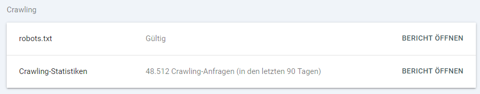 Crawling-Statistik in Google Search Console