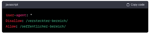 robots.txt Aussschnitt