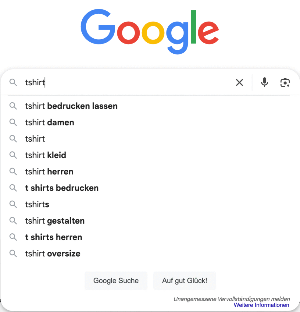 Google Suchleiste Suchvorschläge