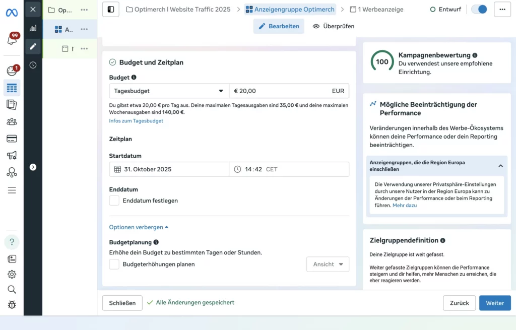 Facebook Werbung schalten - Schritt 4